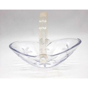 Vtg Sun Colored Amethyst Depression Glass Oval Etched Cut Floral Basket W/Handle